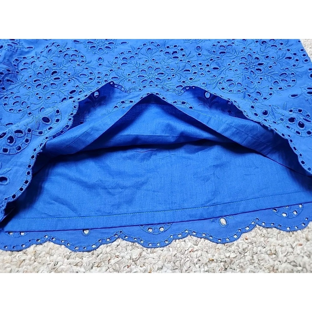 Talbots A-Line Skirt Women's Eyelet Royal Blue Sz 6 NWT cotton lined $109 32x20 - Picture 3 of 14